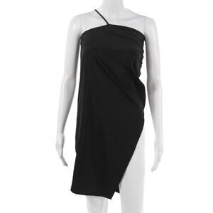 Hours Women Slip Dress Black Sleeveless 90s Zip Short Size 2XS